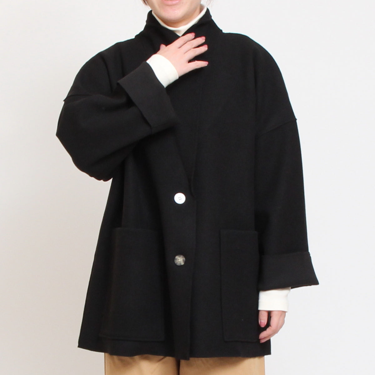 【70%OFF】【BLACKのみ ラスト1点】リバティ使いウールライクジャケット(2509)