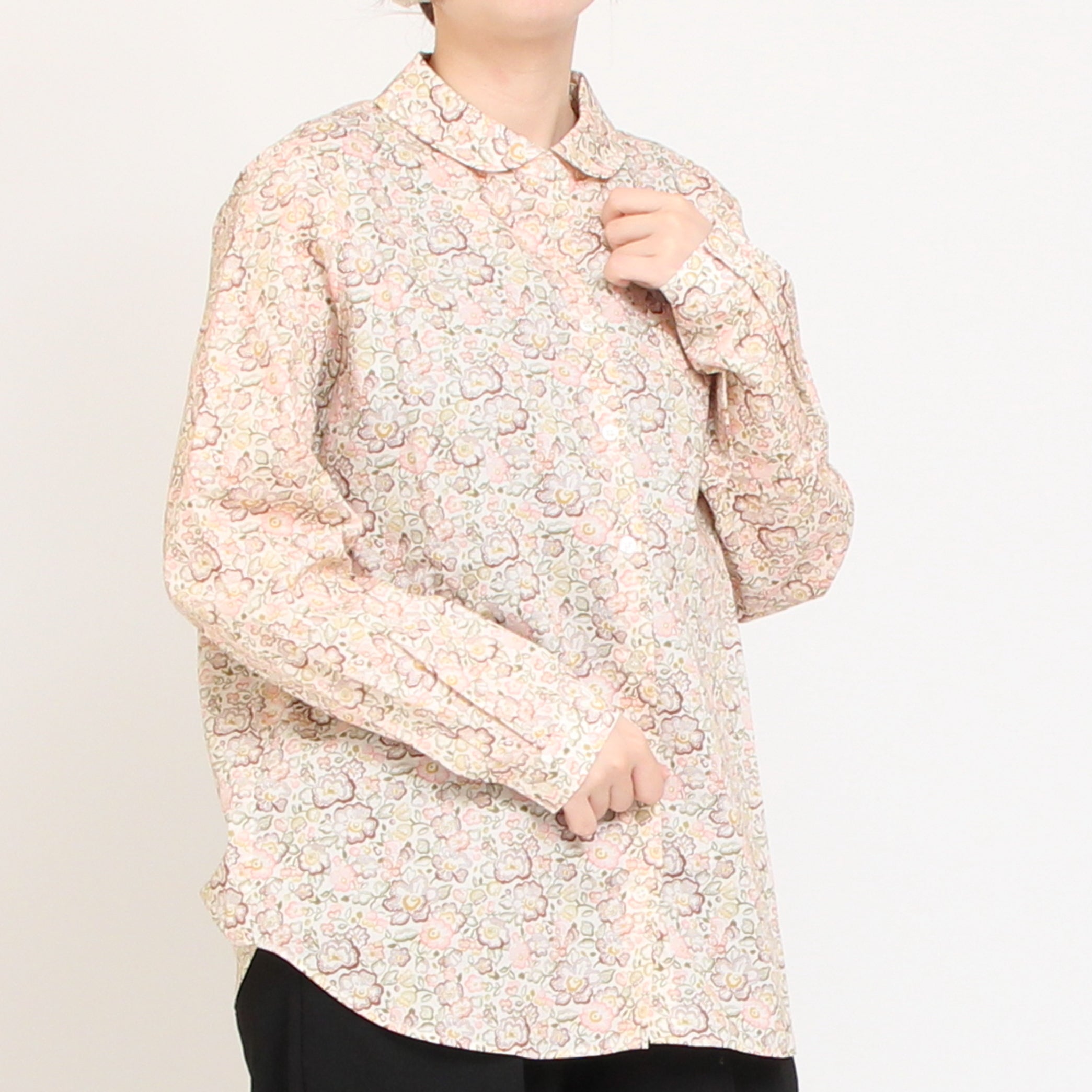 【20%OFF】【WHITE・BEIGEのみ ラスト1点ずつ】リバティフラットカラーボックスシャツ(2509)
