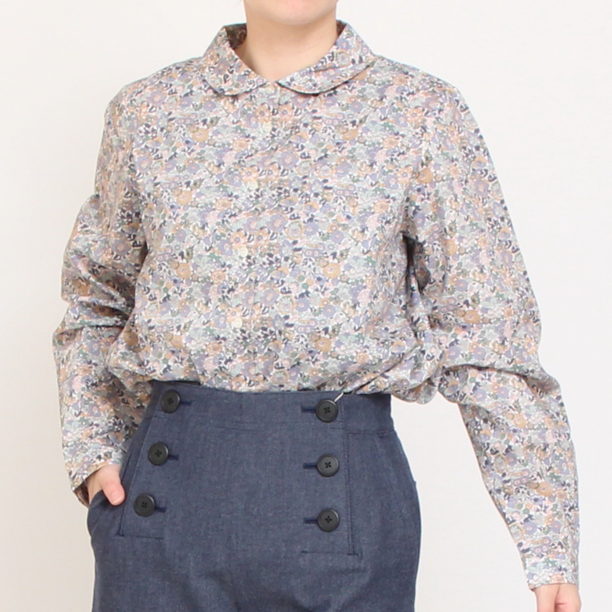 【20%OFF】【BEIGEのみ ラスト1点】リバティフラットカラーボックスシャツ(2509)