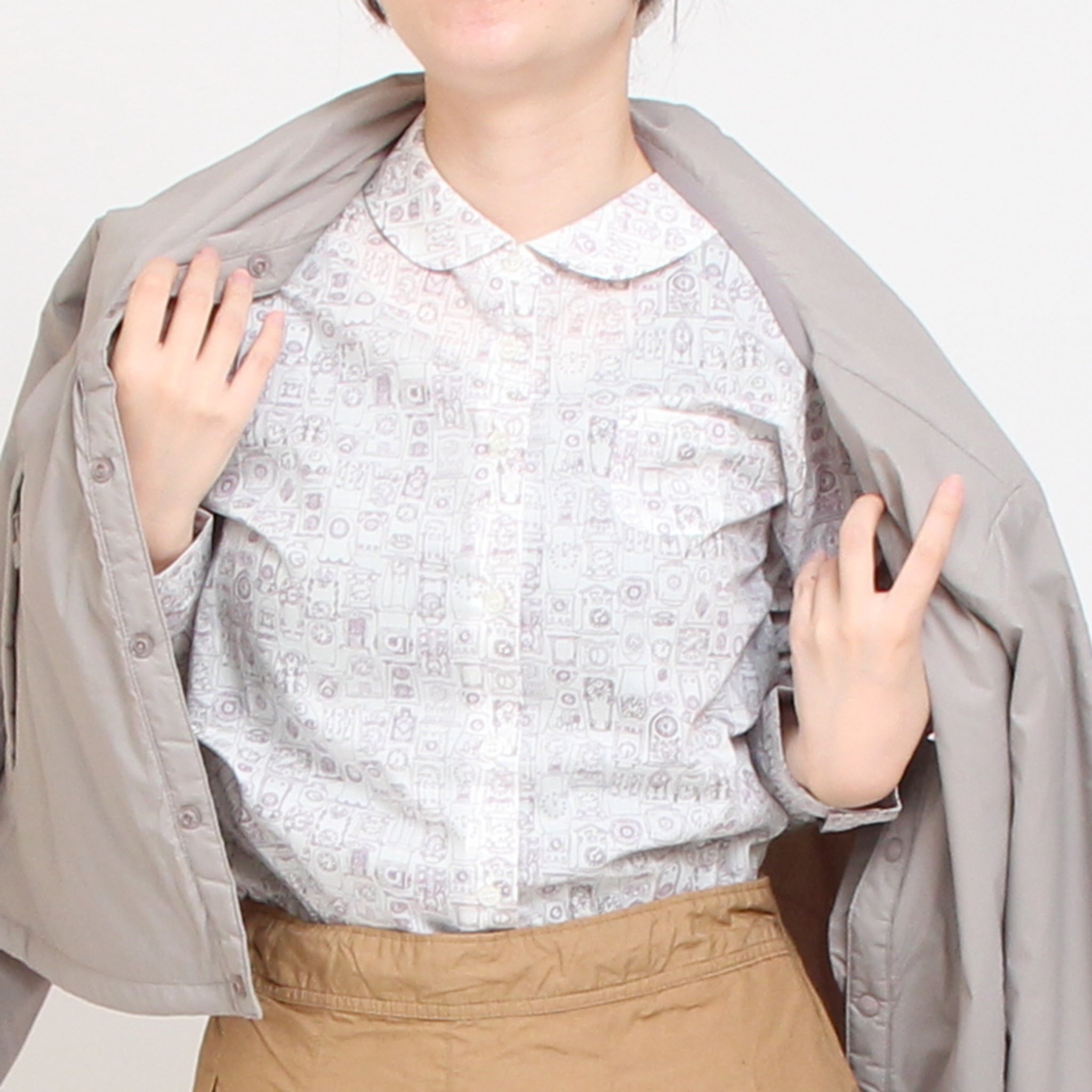 【WHITE・BLUEラスト1点】リバティフラットカラーボックスシャツ(2509)