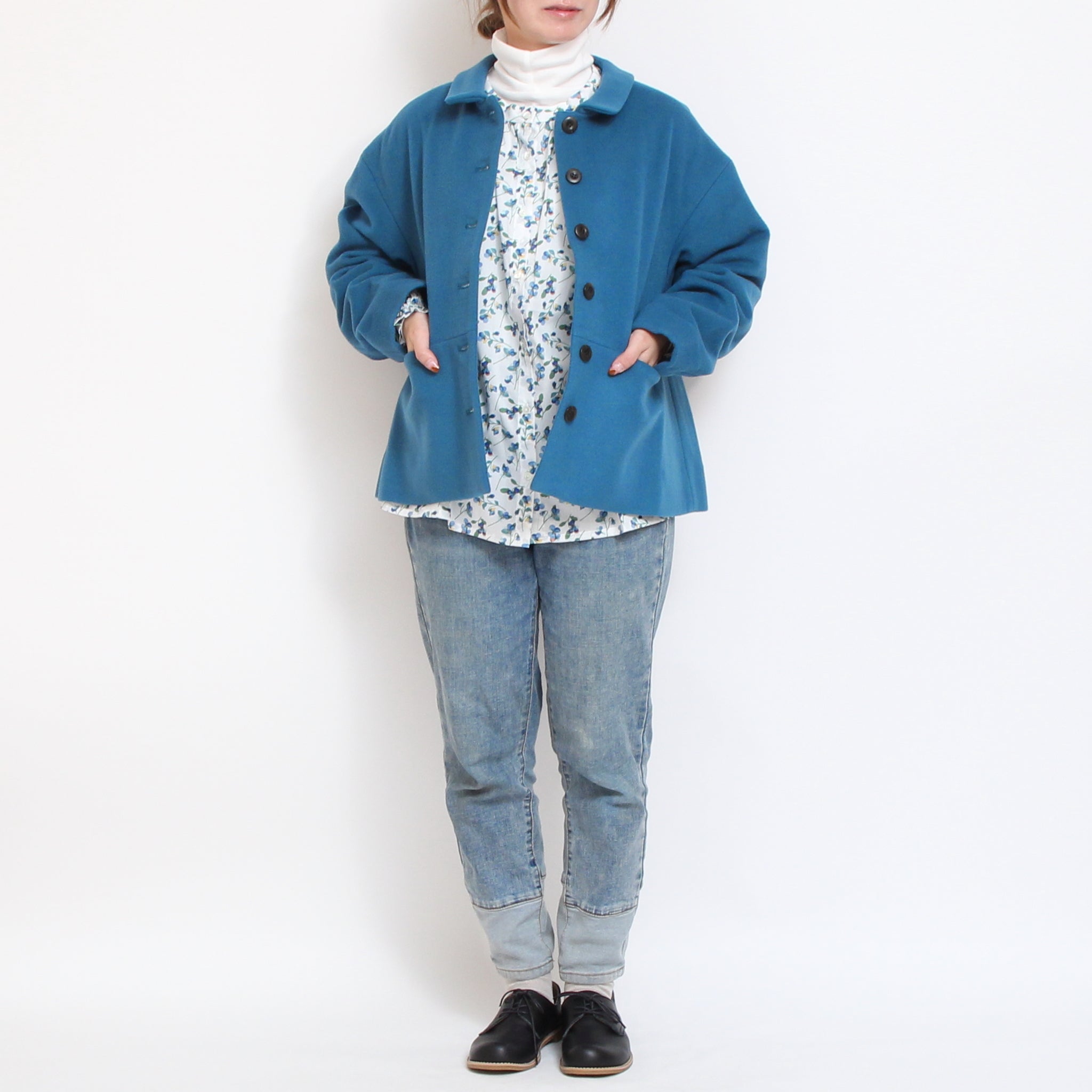 【NAVYラスト1点】リバティ2WAYスタンドブラウス(2510)