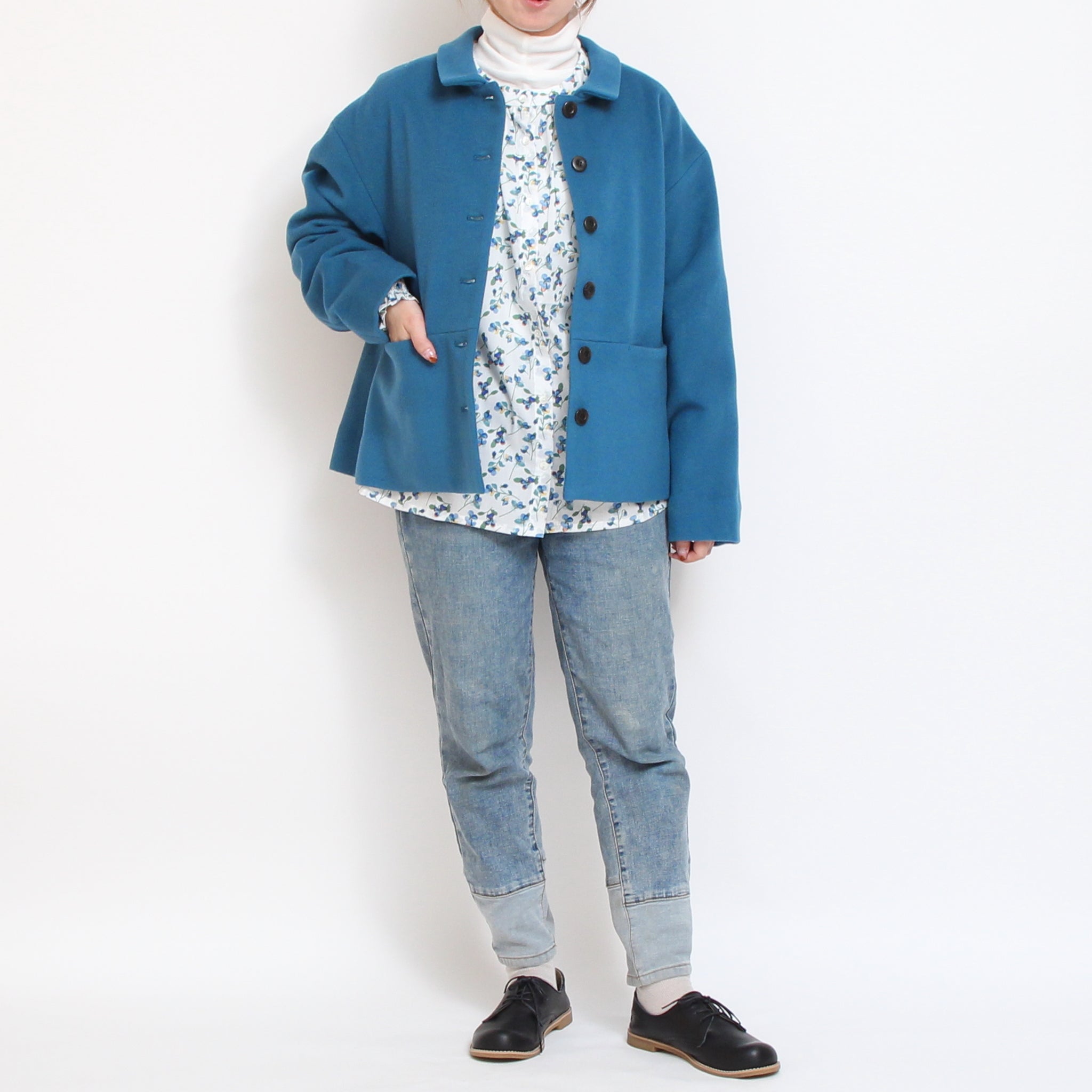 【NAVYラスト1点】リバティ2WAYスタンドブラウス(2510)