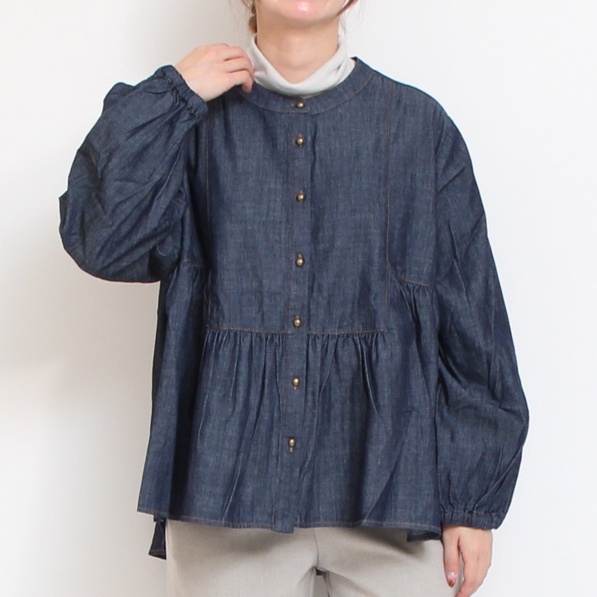 sosottoデニム切替ブラウス