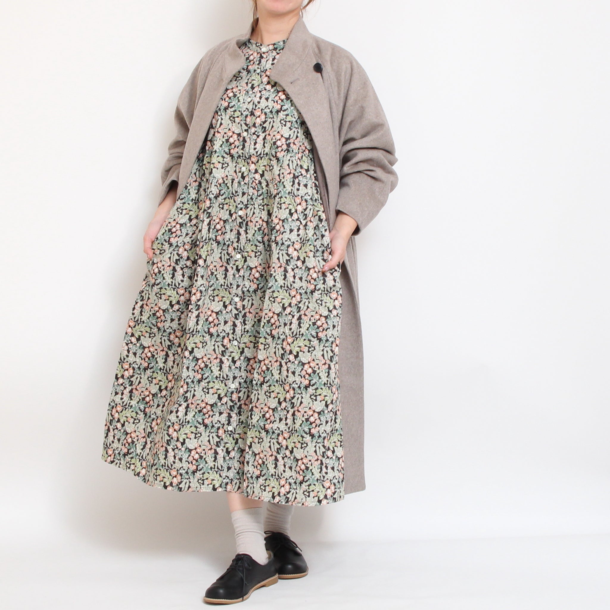 【20%OFF】【GREEN残り僅か】リバティヨーク切替ギャザーワンピース(2510)