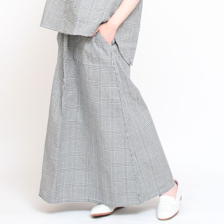 【30％OFF】【ラスト１点】NARUインディゴチェックAラインスカート