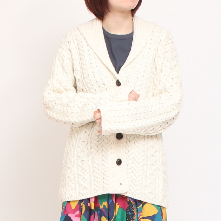 【40％OFF】【CHARCOAL GRAYのみ ラスト1点】Aran Woollen Millsショールカーディガン24