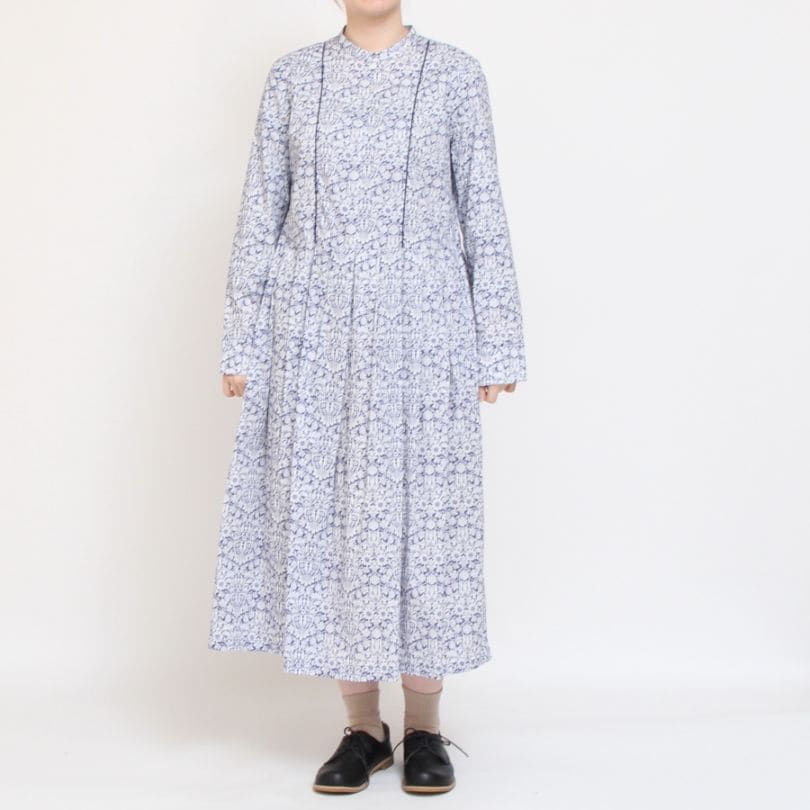 【30％OFF】【BLUEのみ 残り僅か】LIBERTY長袖パイピング使いワンピース(2502)