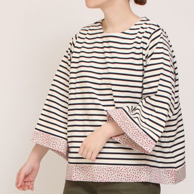 【30％OFF】【WHITE・NAVYのみ 残り僅か】LIBERTYボーダーMIXプルオーバー