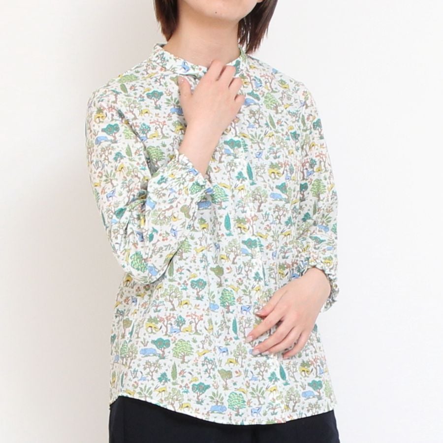 【IVORY・YELLOW ラスト1点ずつ】HOKKOH LIBERTY ミニカラー袖シャーリングSH2505