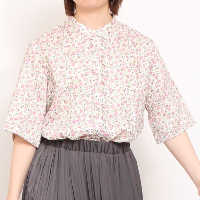 【再値下げ】【PINKのみ ラスト１点】フランダースリネンLIBERTY フロントフリルシャツ(2506)