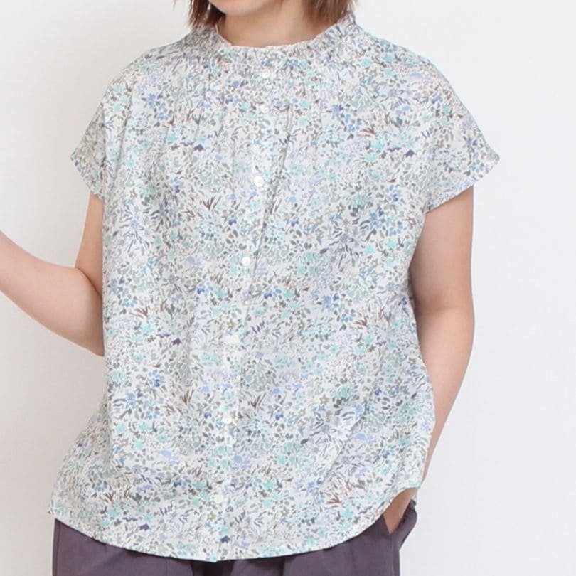 【NAVYラスト1点】LIBERTY 2WAYシャーリングフレンチブラウス2507