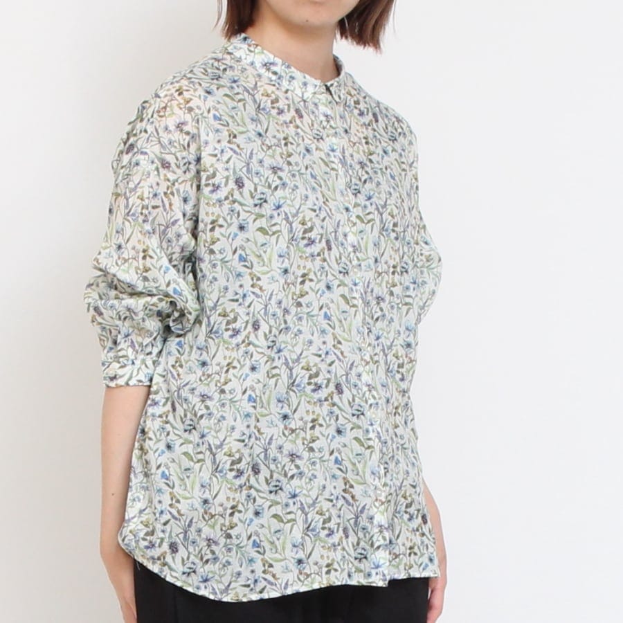 【IVORY・SAXのみ 残り僅か】【本店限定商品】シルフローンLIBERTY チビ襟チュニック2507
