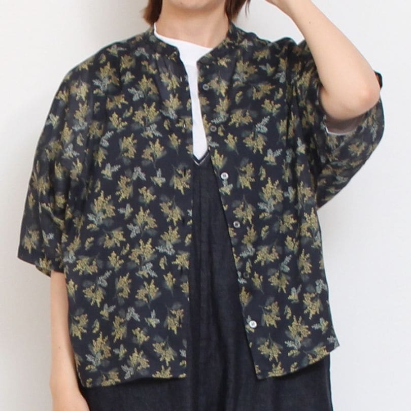 【NAVYラスト1点】【本店限定商品】シルフローンLIBERTY スタンドカラードルマンシャツ2507