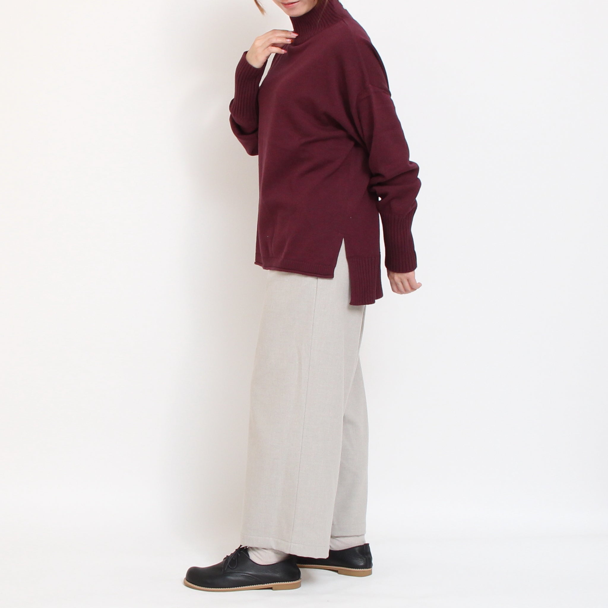 【WINE・NAVY残り僅か】 mao madeソフトコットンハイネックプルオーバー2510