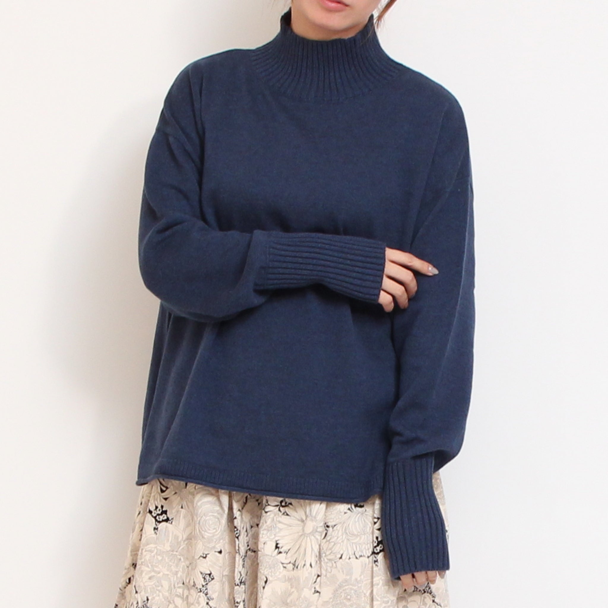 【WINE・NAVY残り僅か】 mao madeソフトコットンハイネックプルオーバー2510