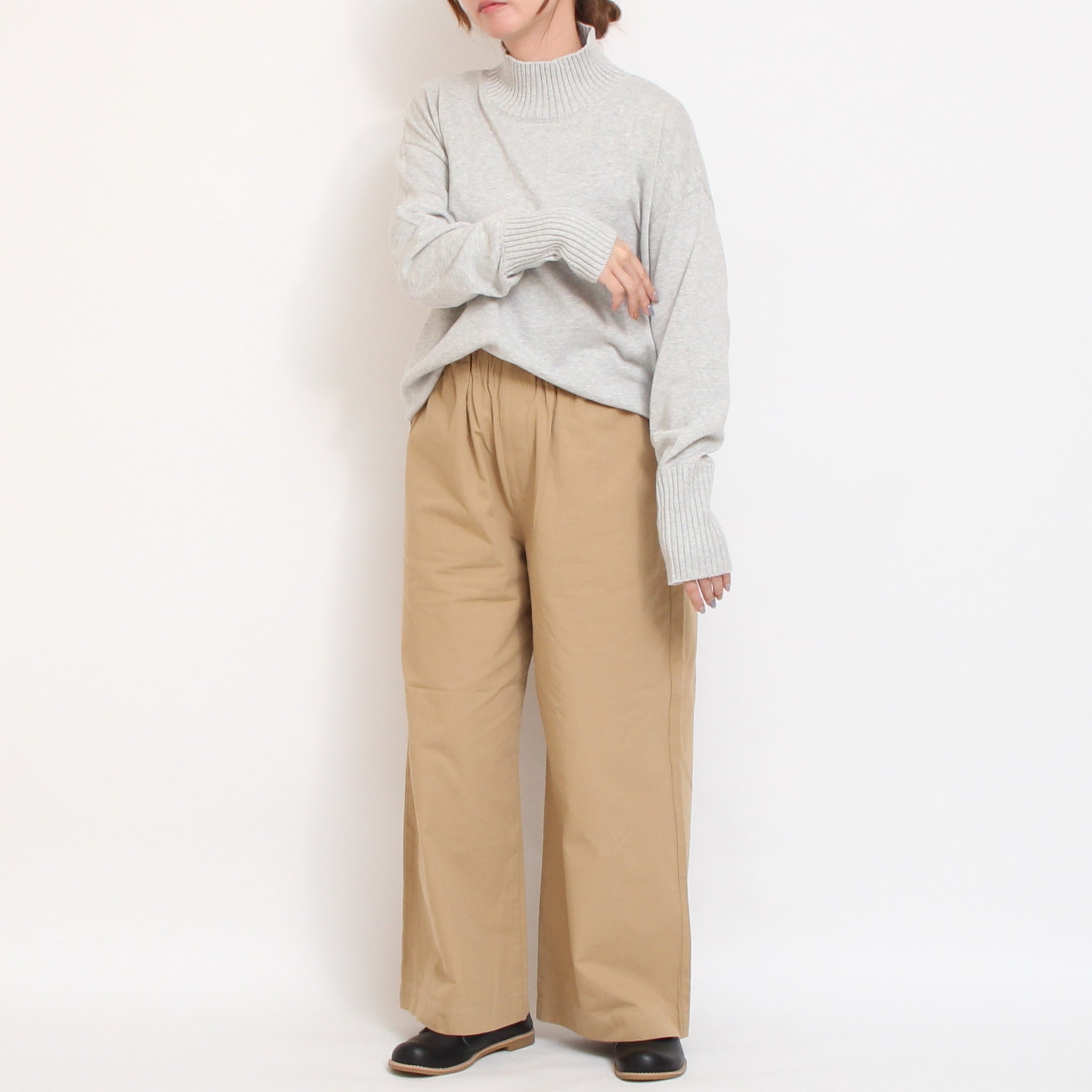 【WINE・NAVY残り僅か】 mao madeソフトコットンハイネックプルオーバー2510