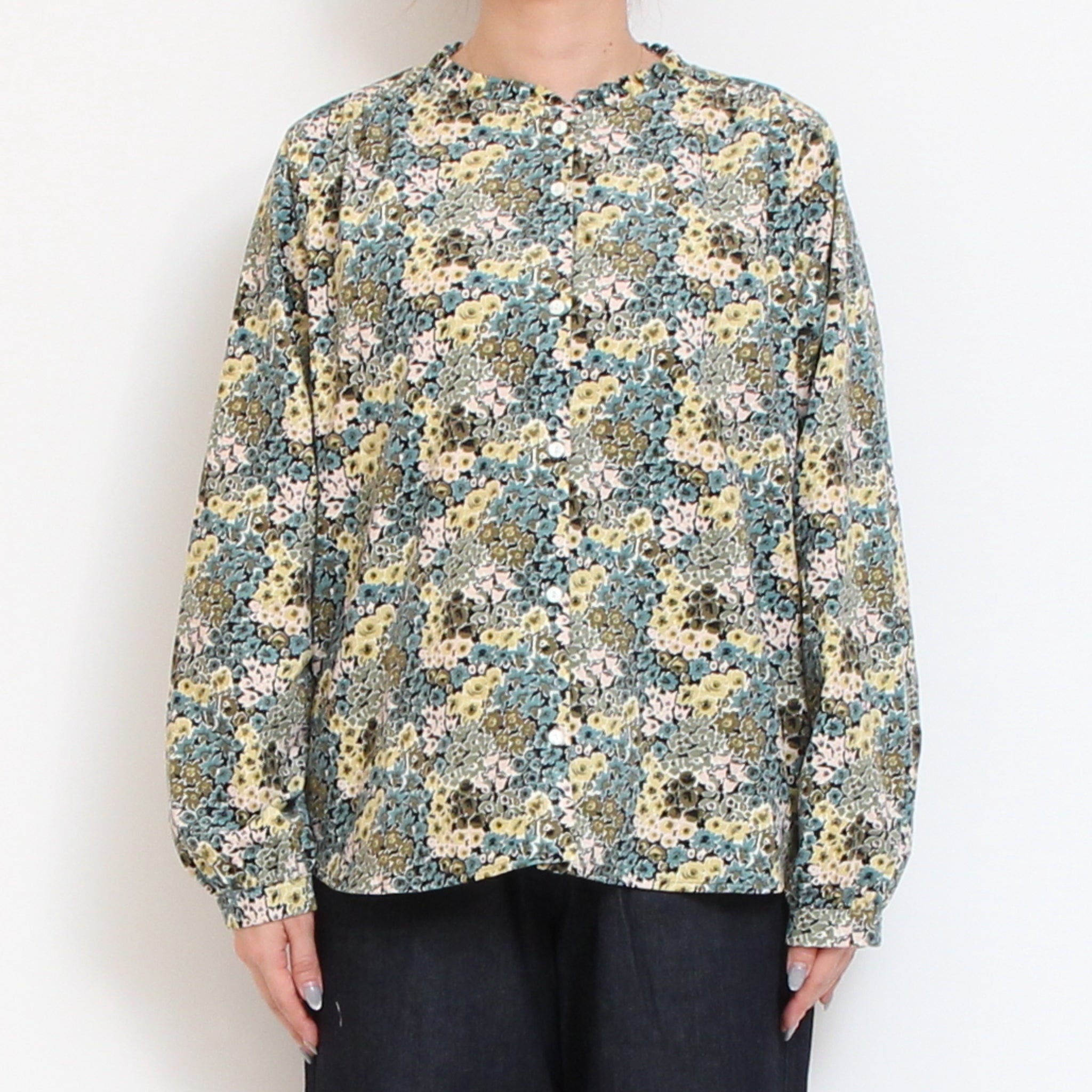 【NAVY・GREENのみ ラスト1点ずつ】コーデュロイLIBERTYフリルネックスタンダードシャツ2511