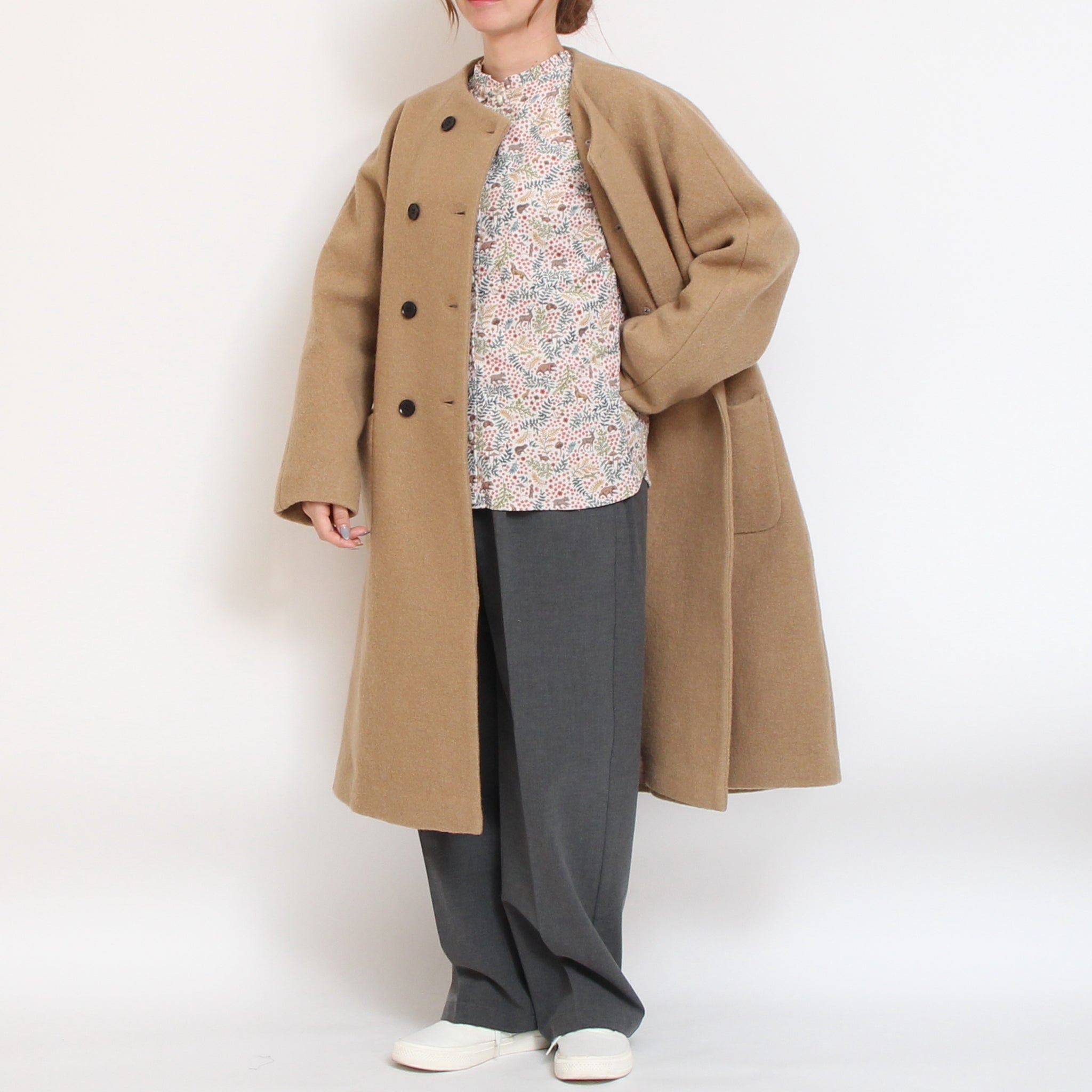 【NAVY・GREENのみ ラスト1点ずつ】コーデュロイLIBERTYフリルネックスタンダードシャツ2511