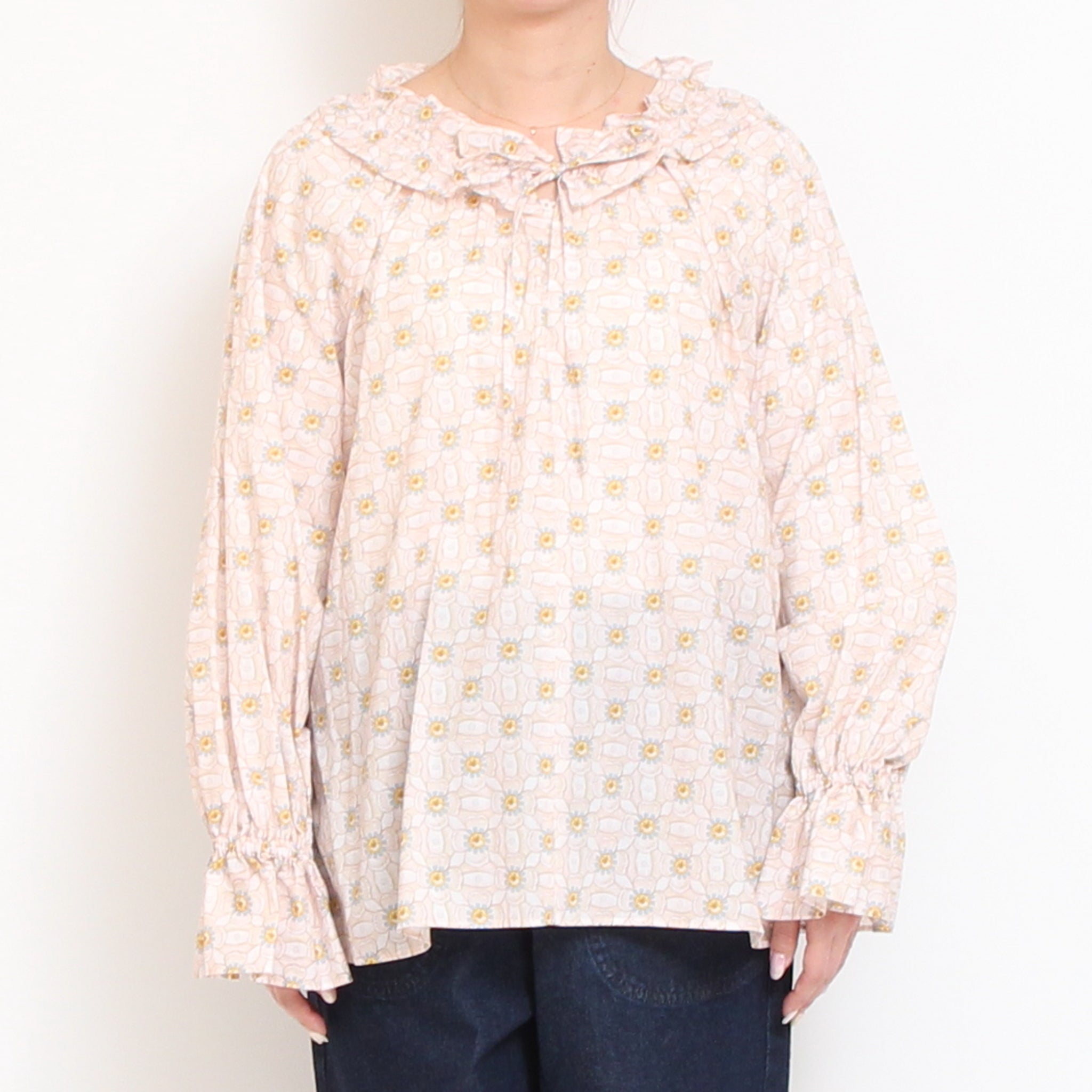 【本店限定商品】 LIBERTYギャザーフリルカラーブラウス