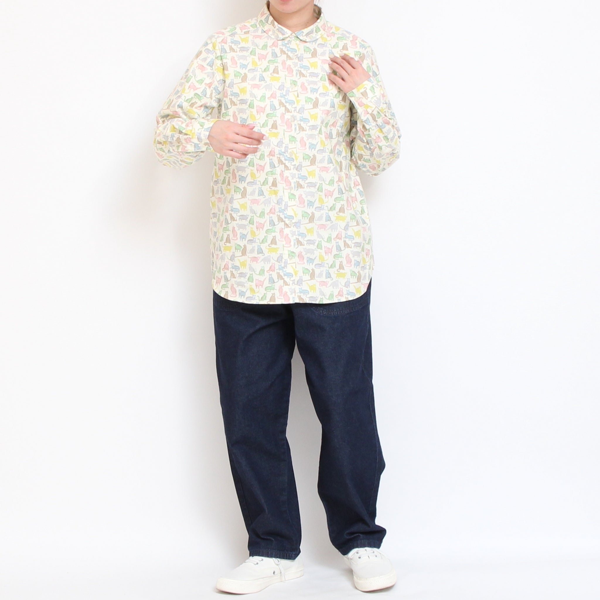 【BLUE残り僅か】Cotton Flannel丸襟ボタンダウンシャツ(2601)