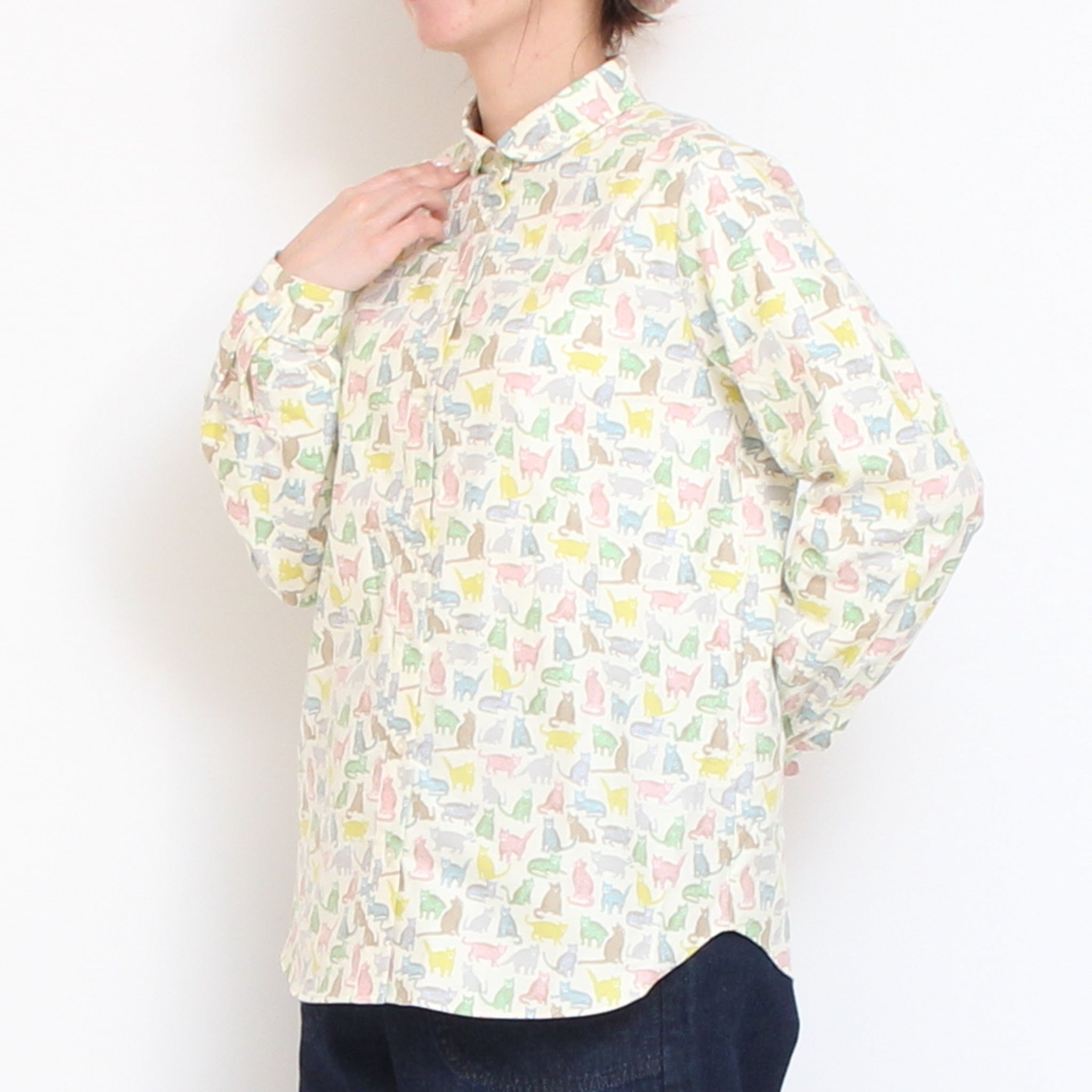 【BLUE残り僅か】Cotton Flannel丸襟ボタンダウンシャツ(2601)