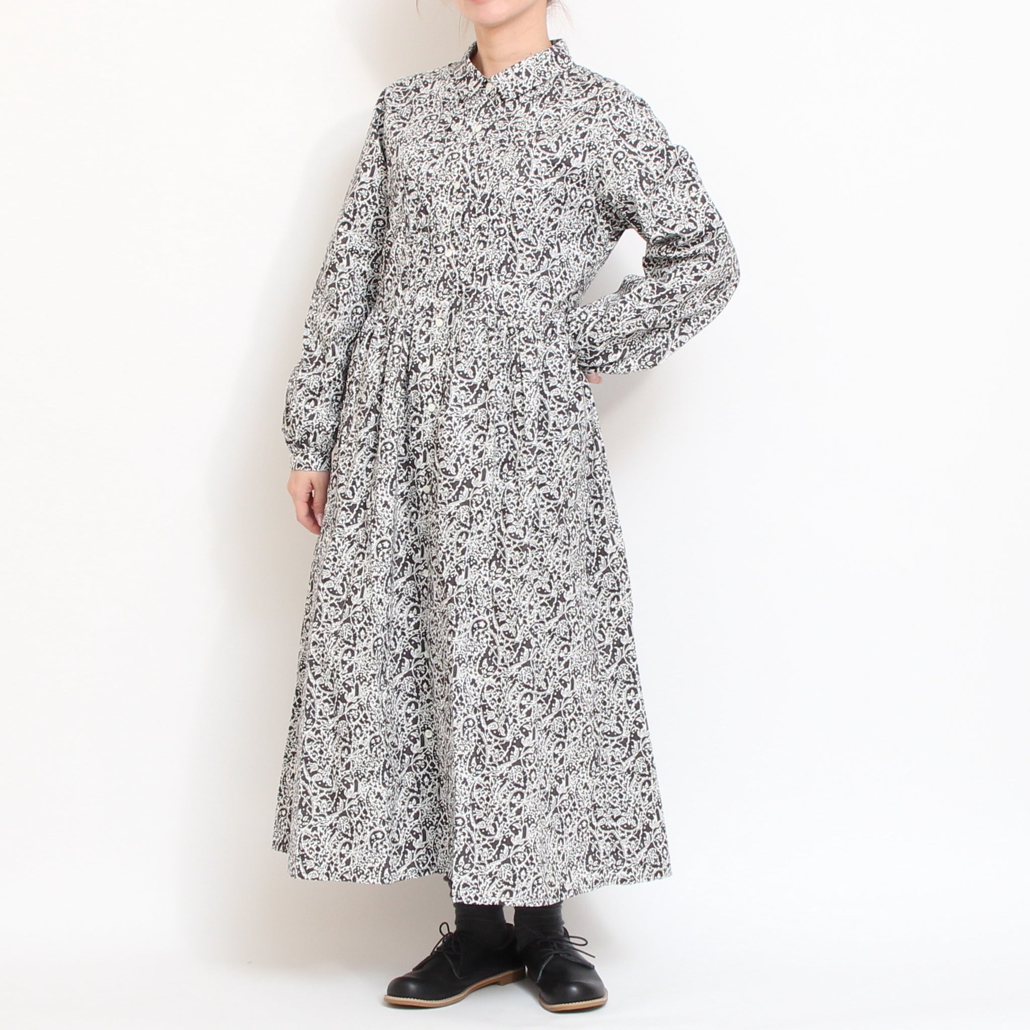 【30%OFF】【NAVYラスト１点】リバティウェーブタックワンピース(2601)