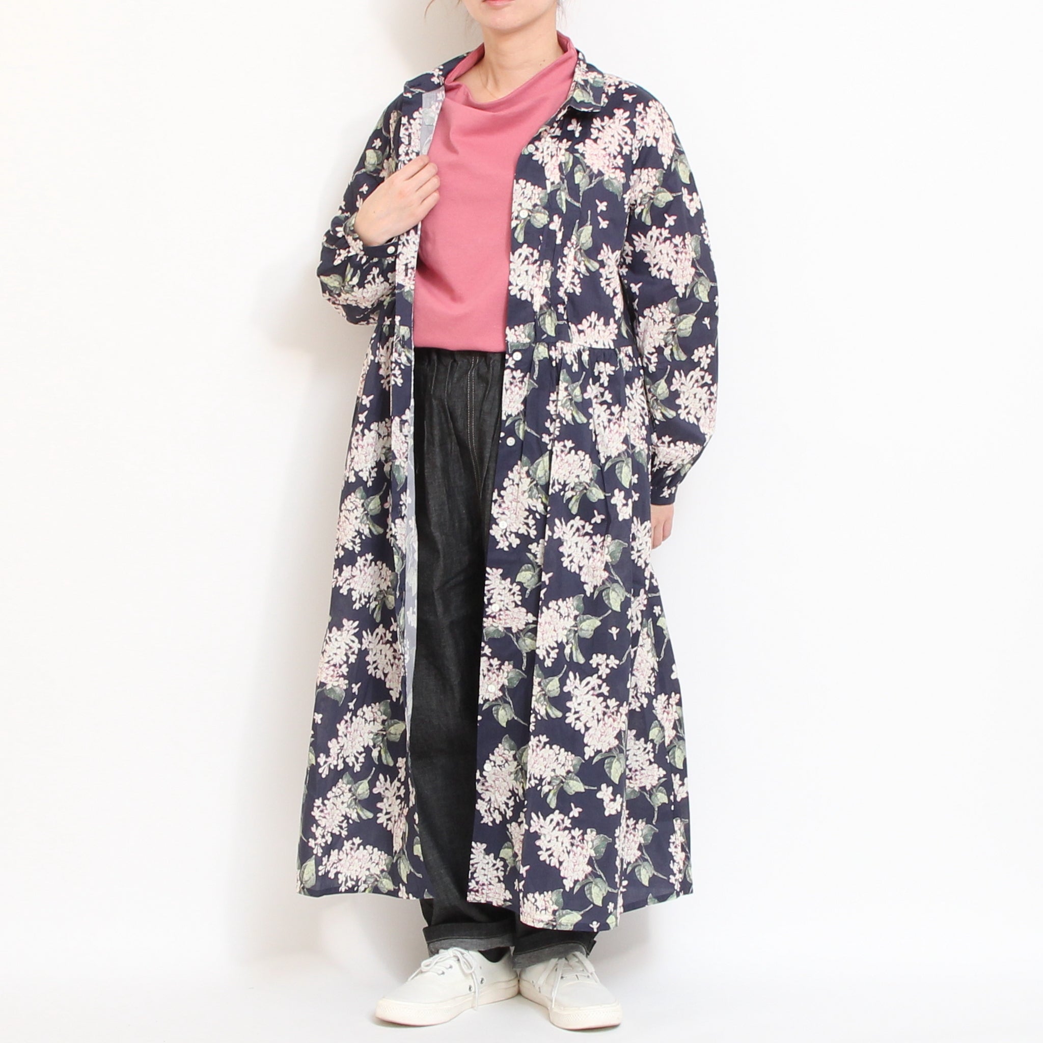 【30%OFF】【NAVYラスト１点】リバティウェーブタックワンピース(2601)