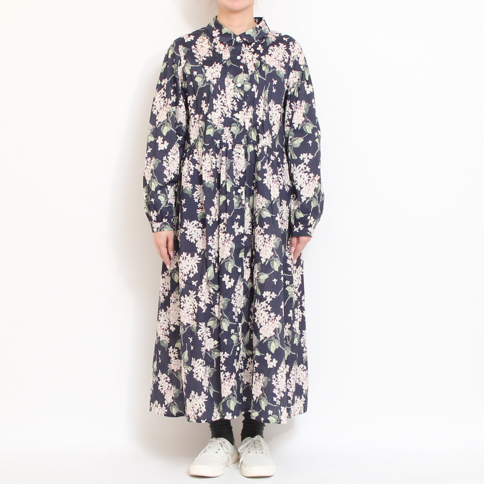 【30%OFF】【NAVYラスト１点】リバティウェーブタックワンピース(2601)