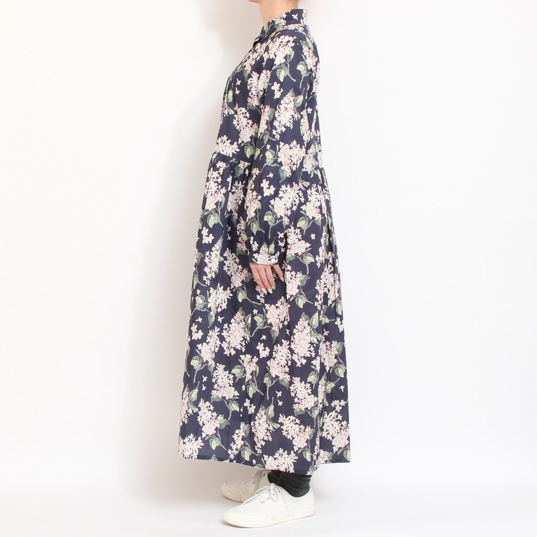 【30%OFF】【NAVYラスト１点】リバティウェーブタックワンピース(2601)