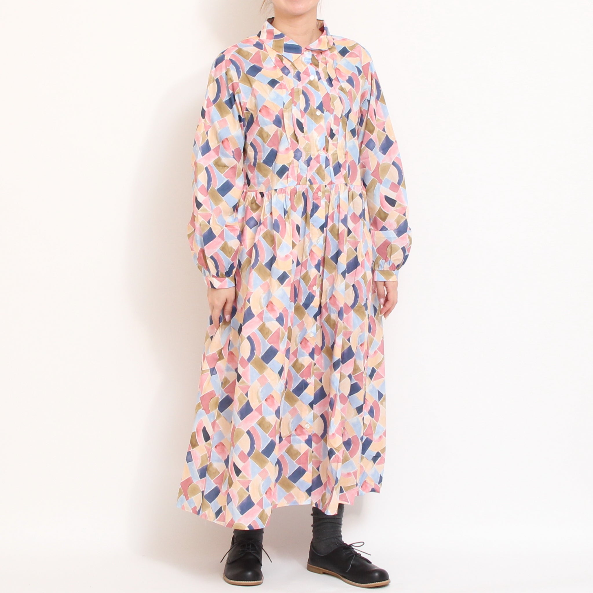 【30%OFF】【NAVYラスト１点】リバティウェーブタックワンピース(2601)
