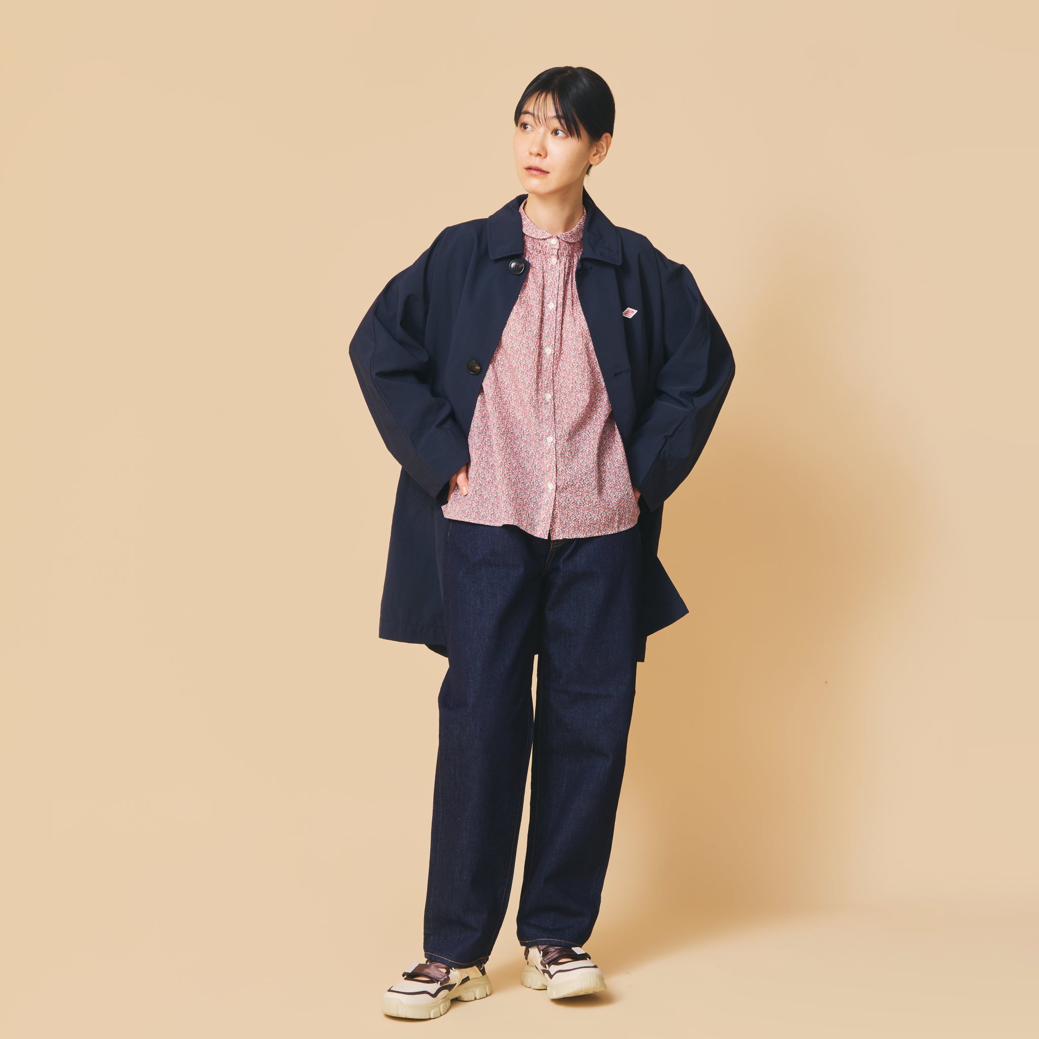 【20%OFF】【BLUE・REDラスト１点】イーストボーンLIBERTYチビ衿シャーリングシャツ2603