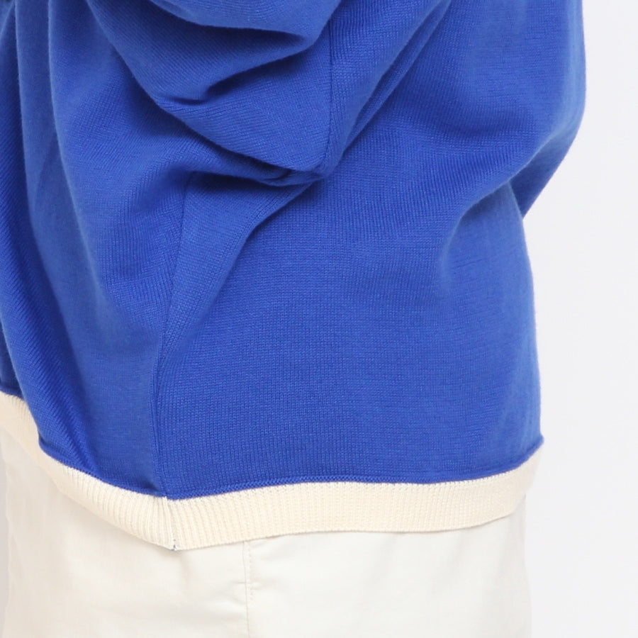 【30％OFF】【BLUEのみ ラスト1点】NARUリブバイカラーVネックカーディガン
