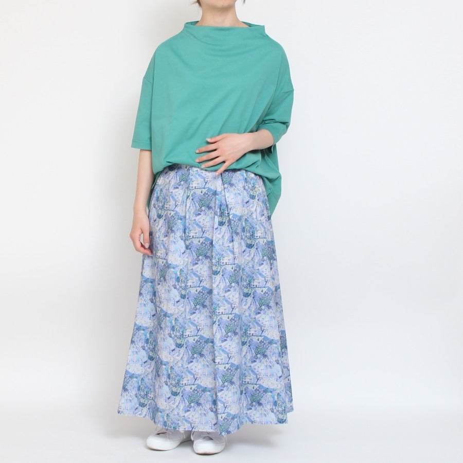 【WINE・BLUEラスト1点ずつ】リバティサイド釦スカート(2405)