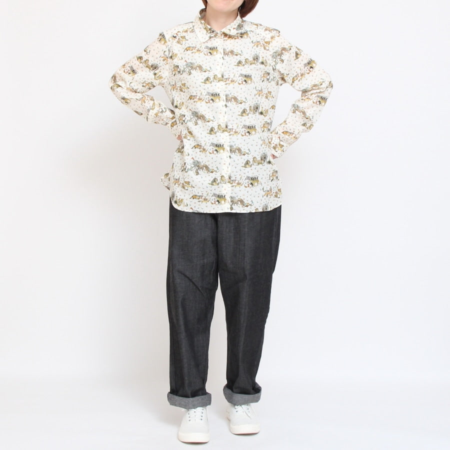 【20％OFF】【IVORYサイズ1のみ ラスト1点】24animals長袖レギュラーシャツ(2409)