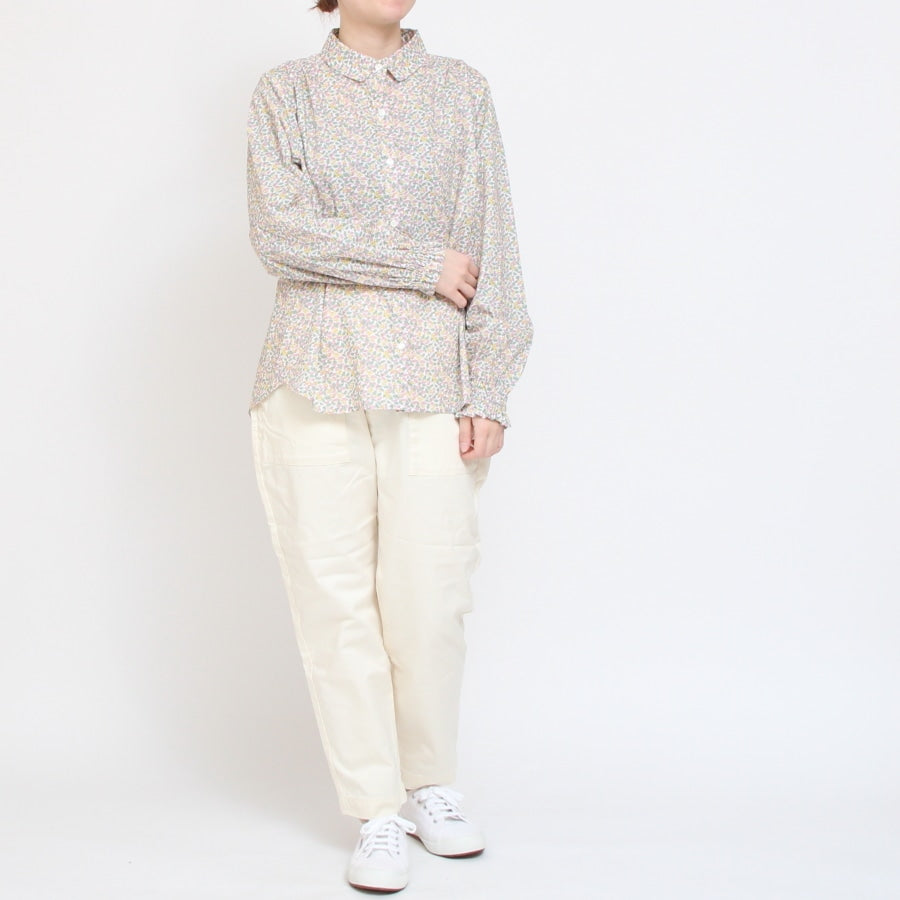【再値下げ】【YELLOWラスト1点】LIBERTY丸襟シャーリング袖ブラウス2502