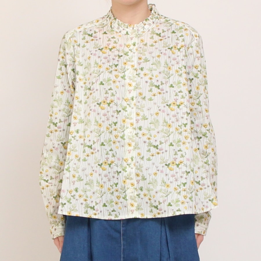 【再値下げ】【YELLOWのみラスト1点】LIBERTYスタンドフリルAラインシャツ