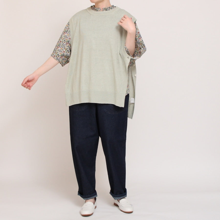 【50%OFF】【IVORY・MINTのみ 残り僅か】mao made UVカットリネン サイド釦ベスト