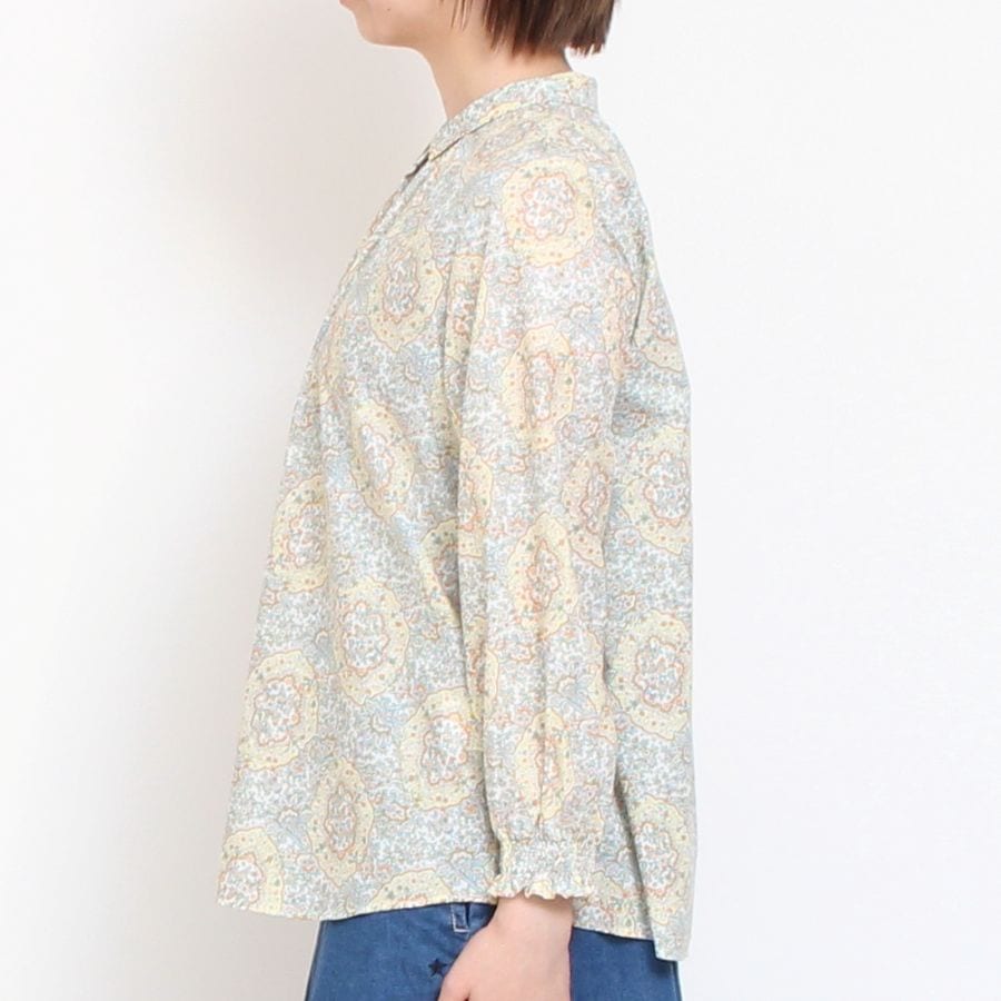 【IVORY・YELLOW ラスト1点ずつ】HOKKOH LIBERTY ミニカラー袖シャーリングSH2505
