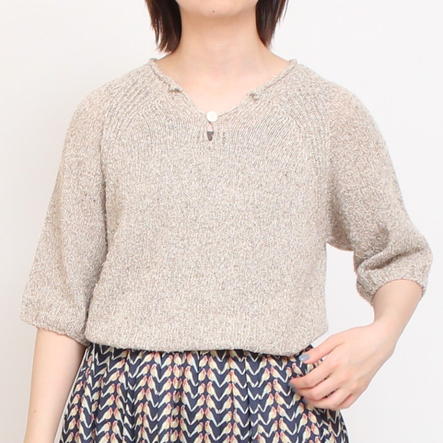 OTA KNIT コットンリネン シルクネップニットプルオーバー