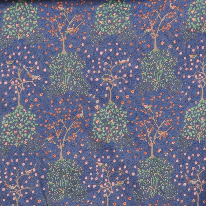 【20％OFF】【BLUE・NAVYラスト１点ずつ】HOKKOH LIBERTY 5分袖レギュラーカラーワンピース2507