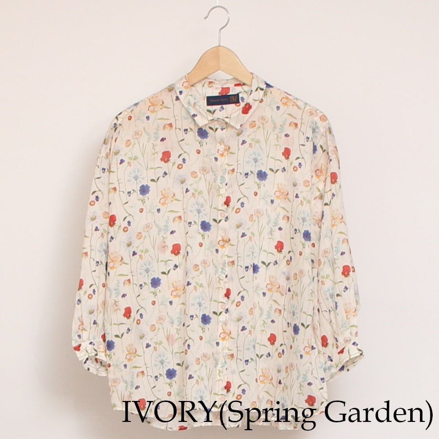 【IVORY・SAXのみ 残り僅か】【本店限定商品】シルフローンLIBERTY チビ襟チュニック2507