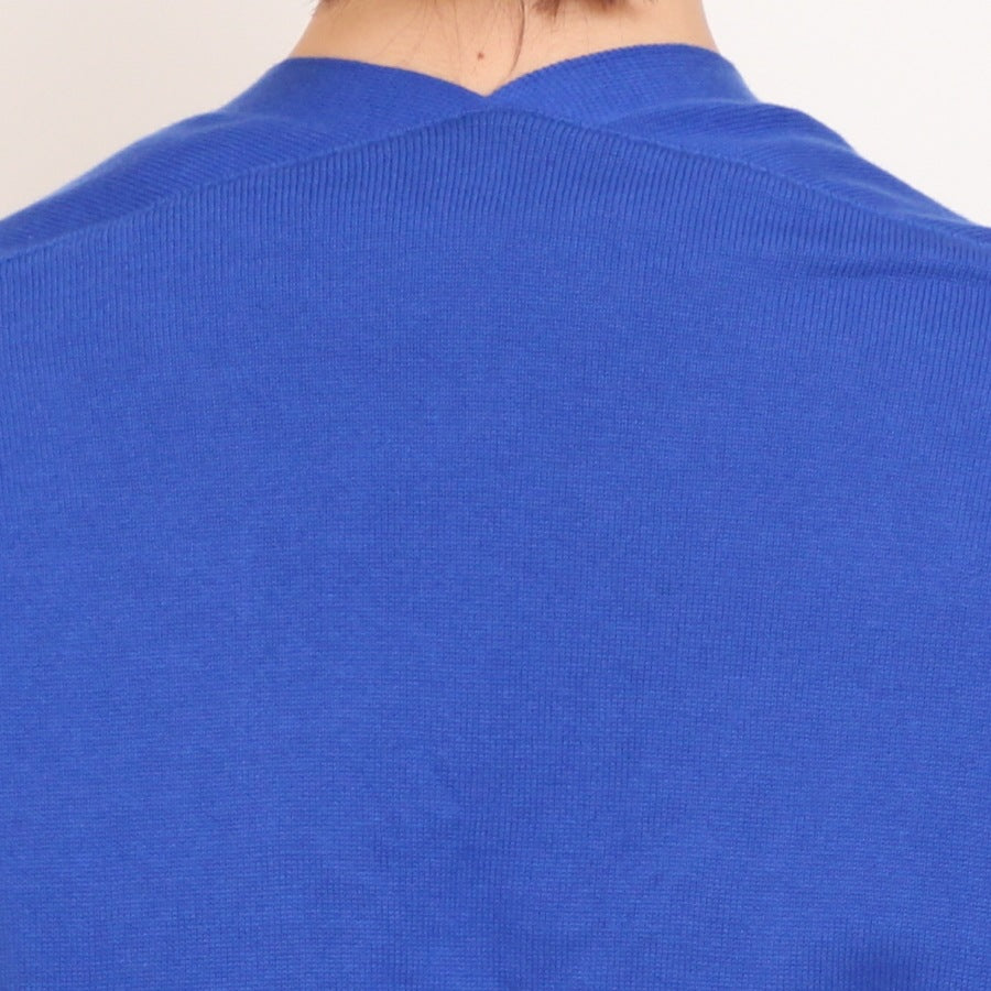 【30％OFF】【BLUEのみ ラスト1点】NARUリブバイカラーVネックカーディガン
