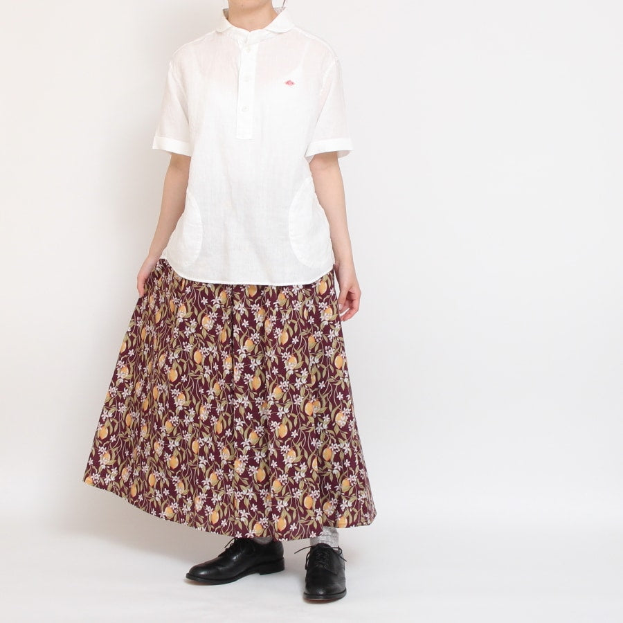 【WINE・BLUEラスト1点ずつ】リバティサイド釦スカート(2405)