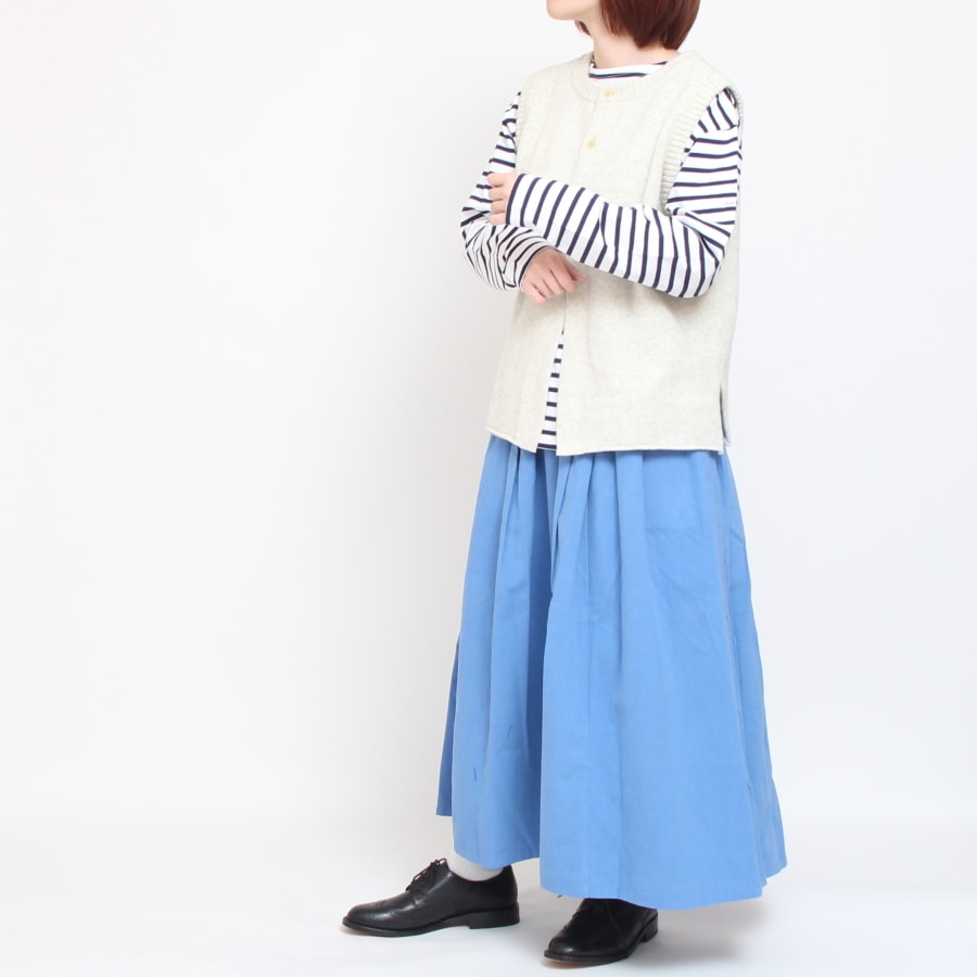 【30%】【BLUEのみラスト１点ずつ】D.M.Gフランネルマキシ丈スカート