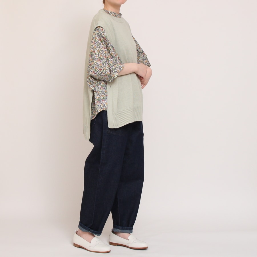 【50%OFF】【IVORY・MINTのみ 残り僅か】mao made UVカットリネン サイド釦ベスト