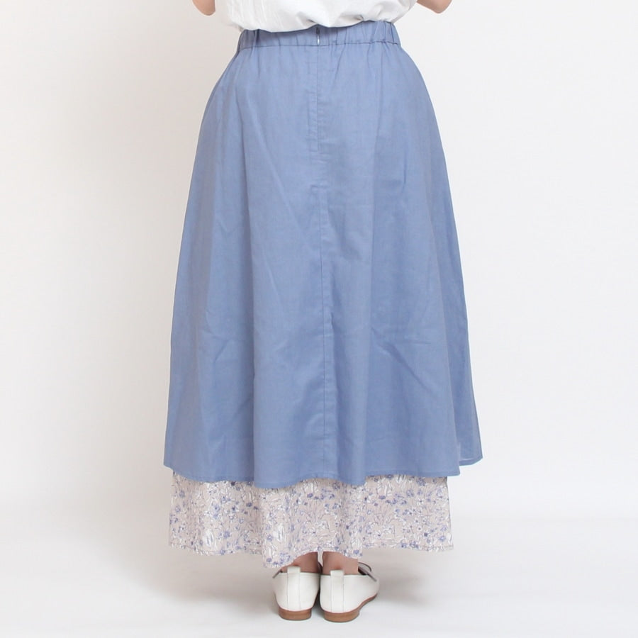 【20％OFF】【BLUEのみ ラスト1点】sosotto 裏地裾LIBERTYスカート