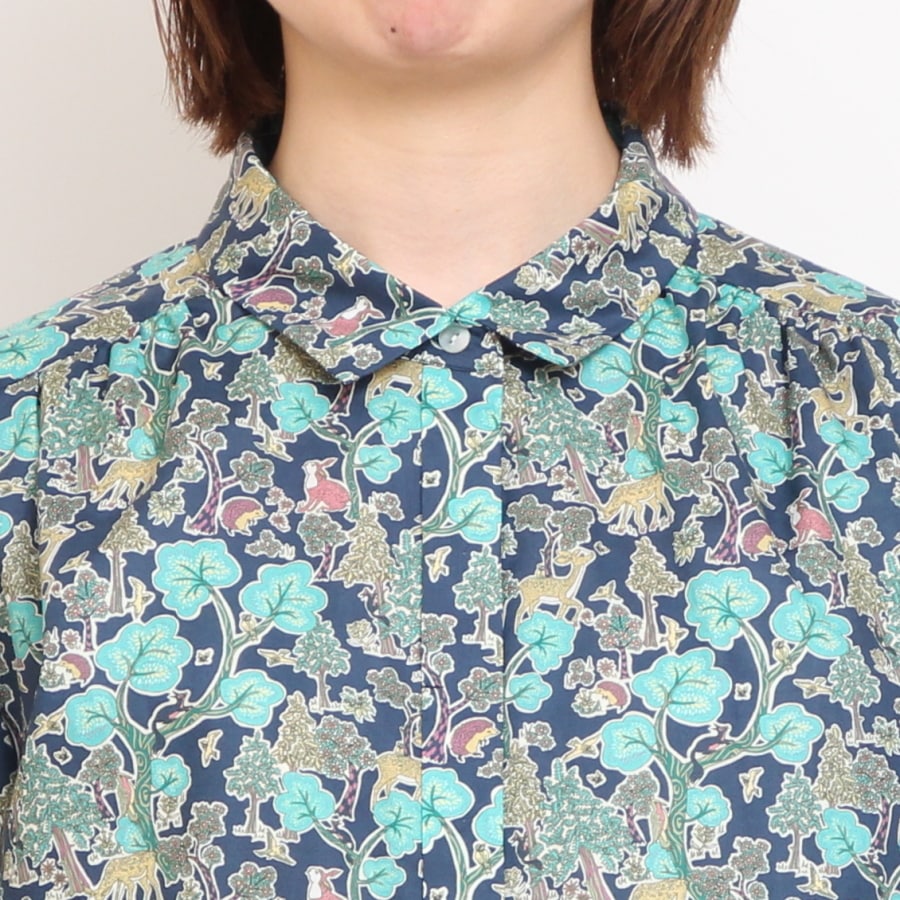 【20％OFF】【WHITEのみ ラスト1点】HOKKOH LIBERTY 比翼ギャザーシャツ(2506)