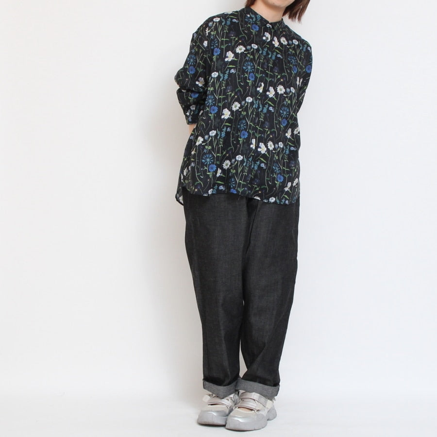 【IVORY・SAXのみ 残り僅か】【本店限定商品】シルフローンLIBERTY チビ襟チュニック2507