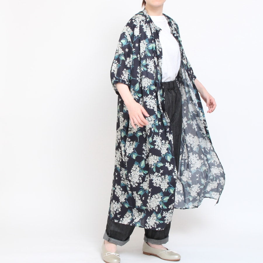 【CHARCOAL GRAYのみ ラスト１点】【本店限定商品】シルフローンLIBERTYショルダーギャザーワンピース(2407)