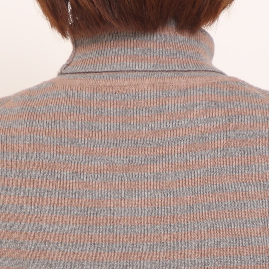 【CHARCOAL GRAYのみ】sosottoボーダーリブタートルプルオーバー42453222